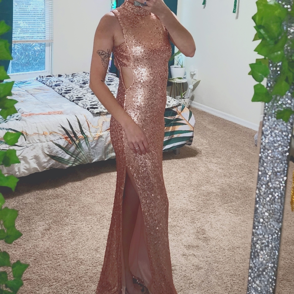 Rose gold sequin dress